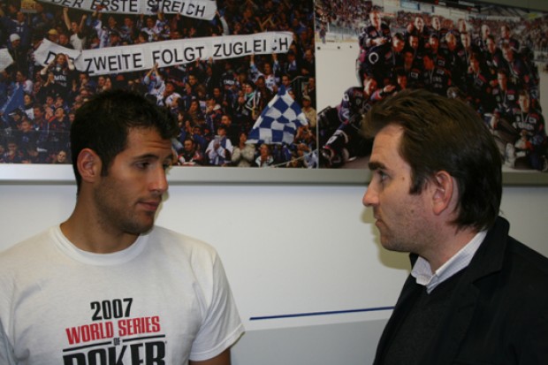 Das este Interview in Ingolstadt. Neuzugang Vince Bellissimo und Donaukurier-Redakteur Stefan König.