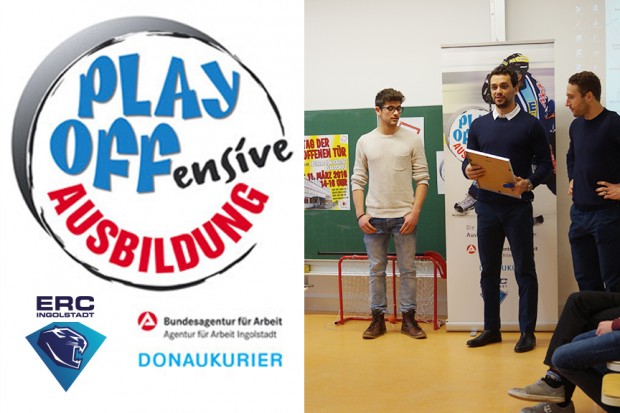 Die Freiherr-von-Ickstatt-Realschule besuchten die Panther-Spieler Brian Salcido und Brandon McMillan. Fotos: Wanninger