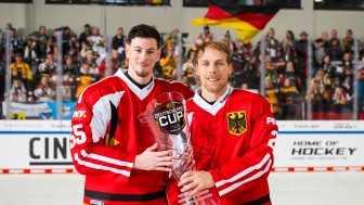 Philipp Preto und Leon Hüttl standen bereits beim Deutschland Cup im Herbst erfolgreich mit dem DEB-Team auf dem Eis.
Foto: City-Press