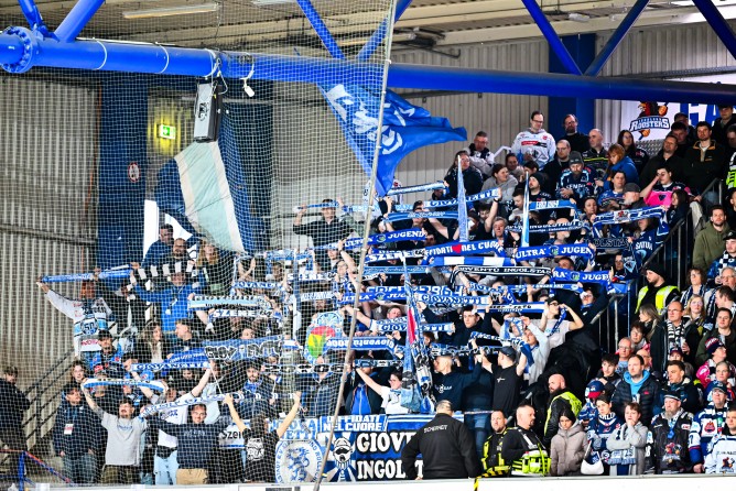 Die mitgereisten Panther-Fans in Iserlohn.
Foto: DEL-Photosharing
