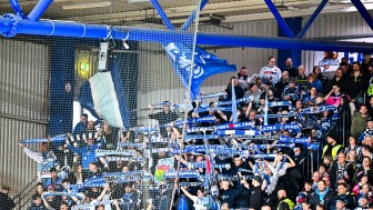 Die mitgereisten Panther-Fans in Iserlohn.
Foto: DEL-Photosharing